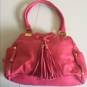 Pink leather purse